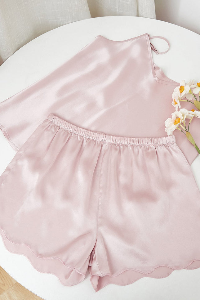 Soft Strokes Silk | Dusty Rose Soar Pyjamas Camisole with Adjustable Straps
