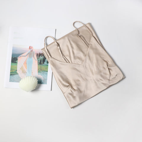 Soft Strokes Silk | River Nymph Beige Slip Mini Dress