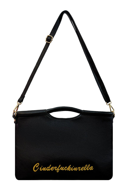 Lilly Loves | Cinderfuckinrella Black Vegan Leather Clutch