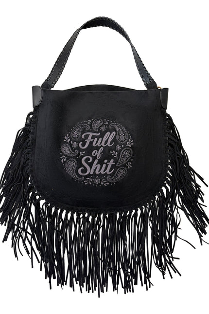 Lilly Loves | Full of Shit Paisley Black Tassel Handbag
