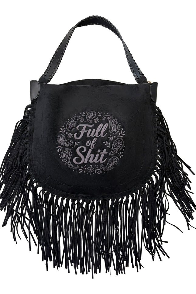 Lilly Loves | Full of Shit Paisley Black Tassel Handbag