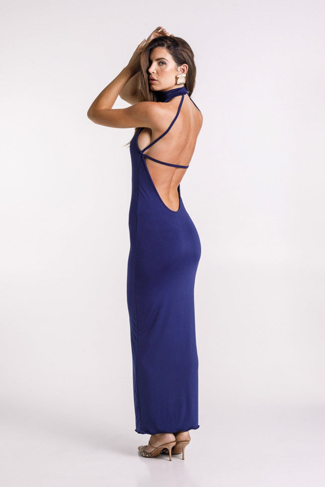 Say no more | Kylie Royal Blue High Neck Maxi Dress