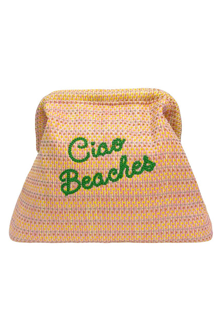 Lilly Loves Ciao Beaches pink clutch pouch with easy closure, stylish and compact accessory for essentials.