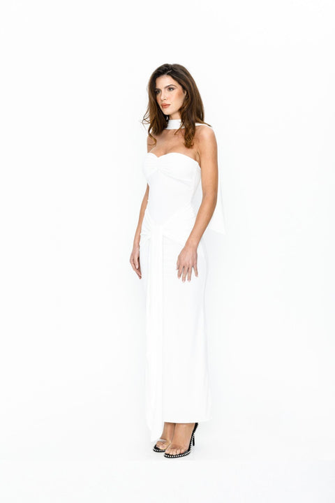 Say no more I Mariella White  Draped Tie Dress