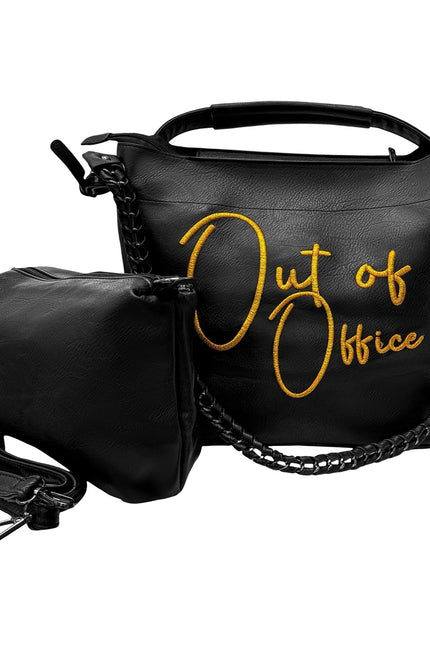 Lilly Loves Out Of Office handbag showing stylish leather tote with top handles and minimalist design.