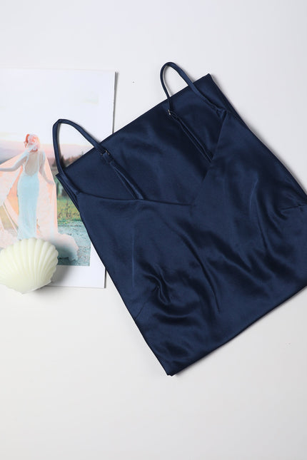 Soft Strokes Silk | River Nymph Navy Slip Mini Dress