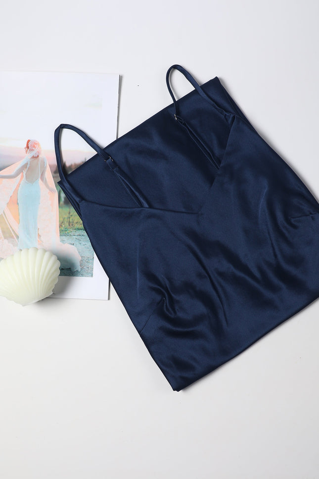 Soft Strokes Silk | River Nymph Navy Slip Mini Dress