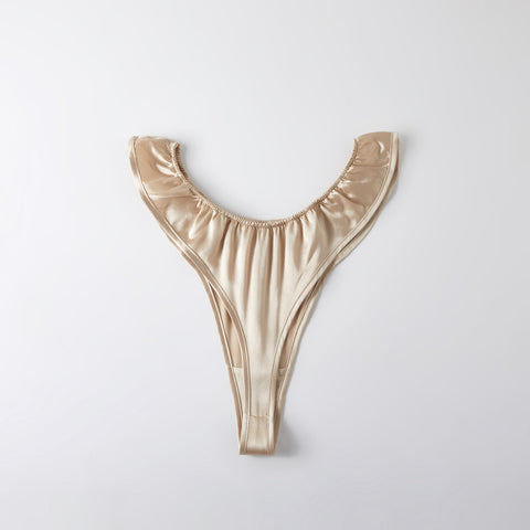 Soft Strokes Silk | Champagne Float T-String Panties
