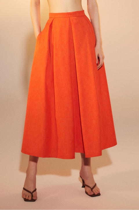 Nazli Ceren | June Midi Skirt orange