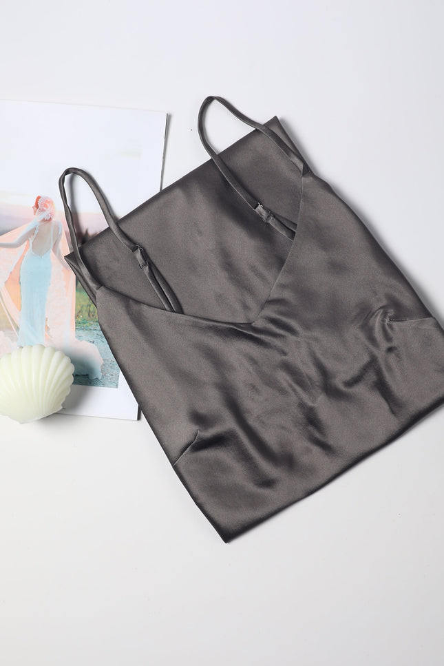 Soft Strokes Silk | River Nymph Grey Slip Mini Dress