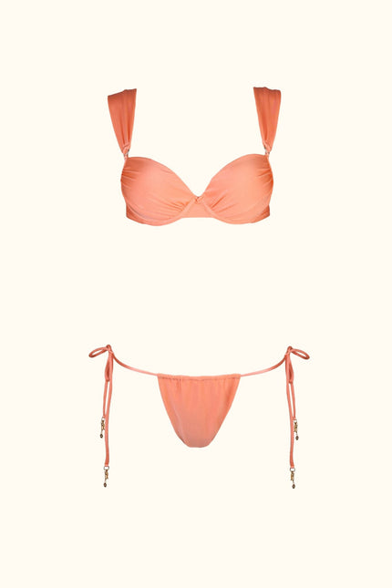Say no more I Serena Peach Push Up Ruched Bikini