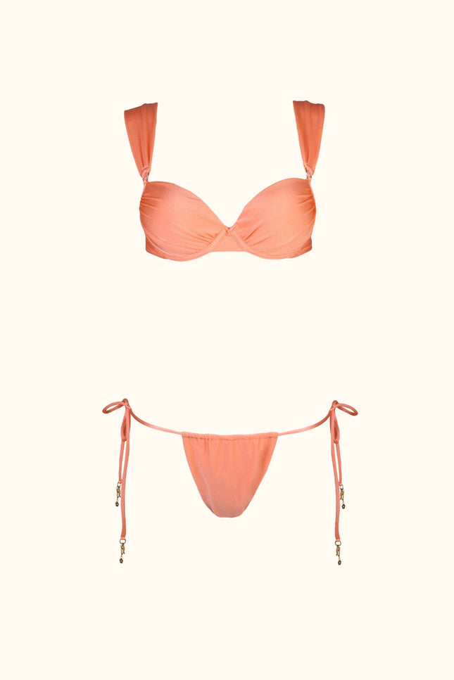 Say no more I Serena Peach Push Up Ruched Bikini