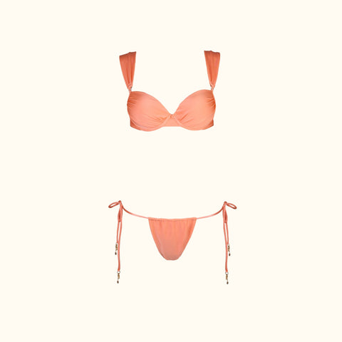 Say no more I Serena Peach Push Up Ruched Bikini
