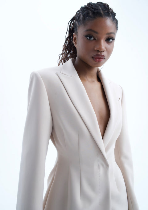 Ramune Piekautaite I WIDE LEG BELTED DETAIL TROUSERS POWDER