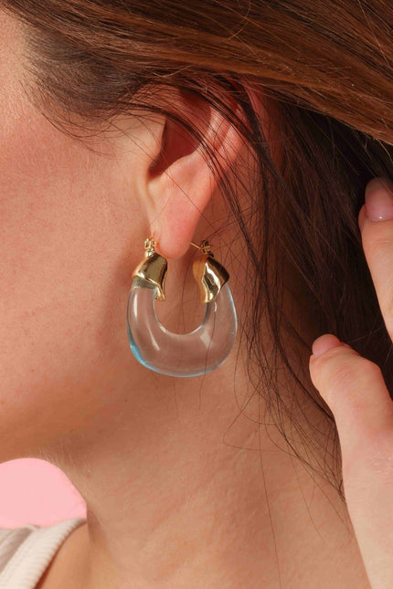 Michael Nash Jewelry | Winslow Transparent Aqua Resin And Gold Hoop Earrings
