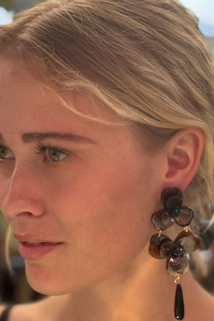 Michael Nash Jewelry | Beth Tortoise Double Floral Resin Drop Earrings