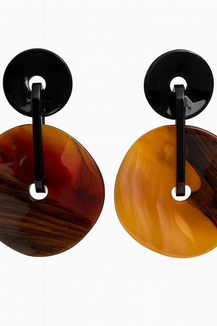 Michael Nash Jewelry | Greta Double Disc Tortoise Resin Drop Earrings