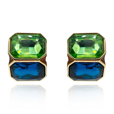Michael Nash Jewelry | Peridot And Sapphire Double Stone Clip Earrings