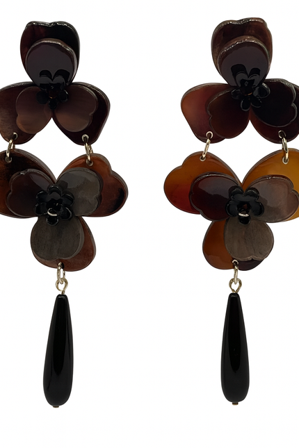 Michael Nash Jewelry | Beth Tortoise Double Floral Resin Drop Earrings