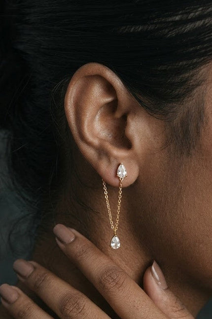 Arvino | Zircon Drop Stud Earrings in 925 Sterling Silver