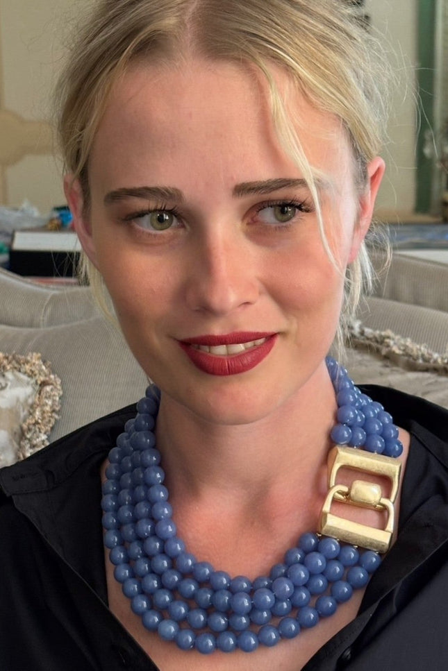 Michael Nash Jewelry | Irena Four Strand Blue Agate Resin Bead Nesting Necklace
