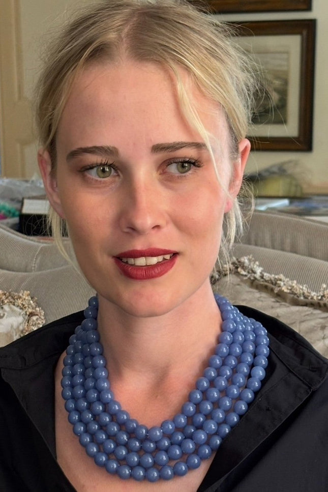 Michael Nash Jewelry | Irena Four Strand Blue Agate Resin Bead Nesting Necklace