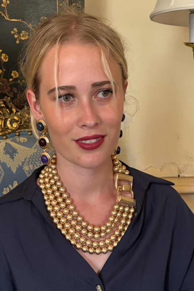Michael Nash Jewelry | Irena Four Strand Worn Gold Bead Nesting Necklace