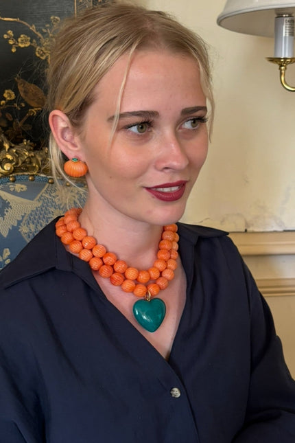 Michael Nash Jewelry | Luisa Carved Coral And Jade Resin Earrings