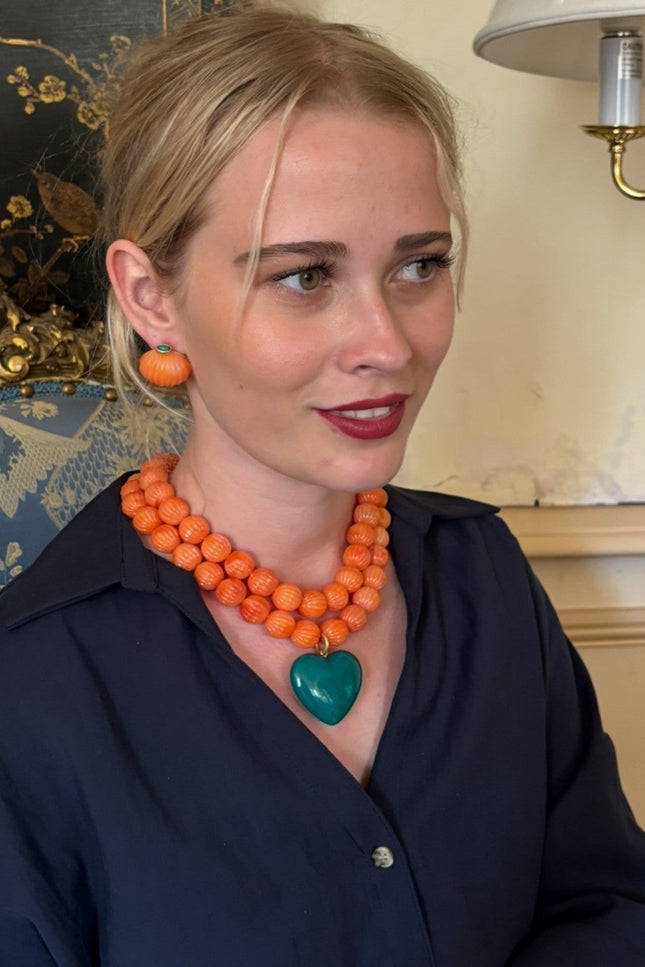 Michael Nash Jewelry | Luisa Carved Coral And Jade Resin Earrings