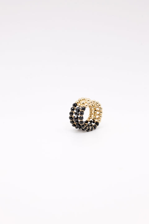 Pas de Marque | Gold-filled black spinel ring La Bague Duo