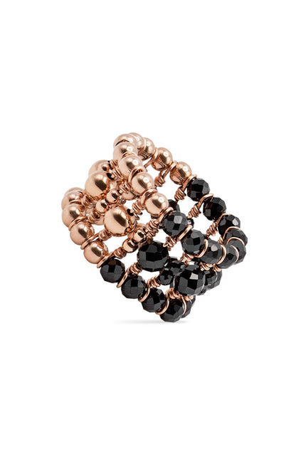 Pas de Marque | Rose gold-filled black spinel ring La Bague Duo