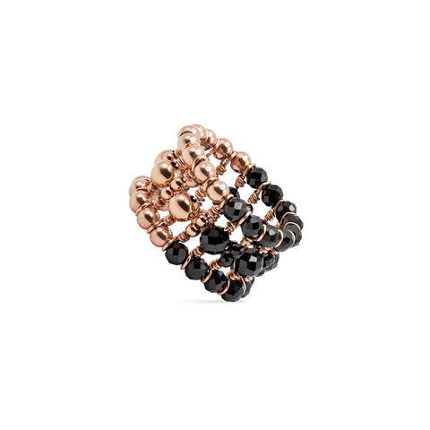 Pas de Marque | Rose gold-filled black spinel ring La Bague Duo