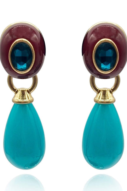 Michael Nash Jewelry | Charlotte Brown And Turquoise Resin Pierced Removable Drop Earrings