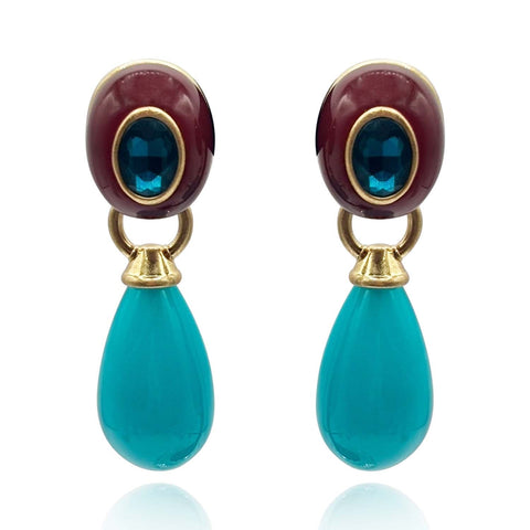 Michael Nash Jewelry | Charlotte Brown And Turquoise Resin Pierced Removable Drop