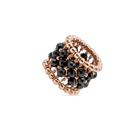 Pas de Marque | Rose gold-filled black spinel ring La Bague
