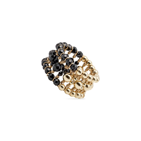 Pas de Marque | Gold-filled black spinel ring La Bague Duo