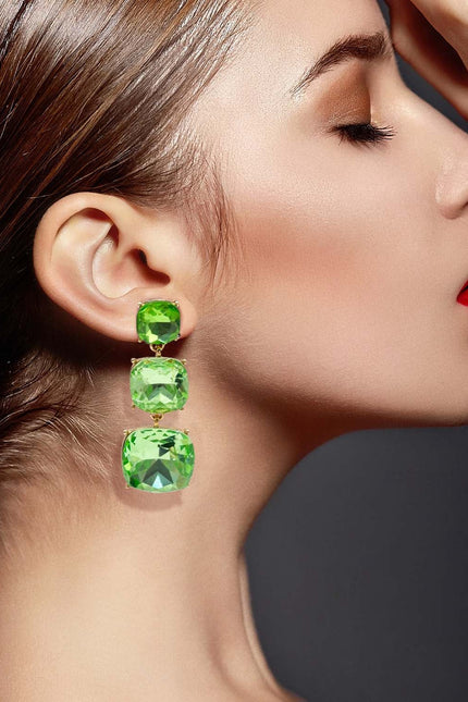 Michael Nash Jewelry | Mackenzie Triple Cushion Shape Peridot Drop Earrings