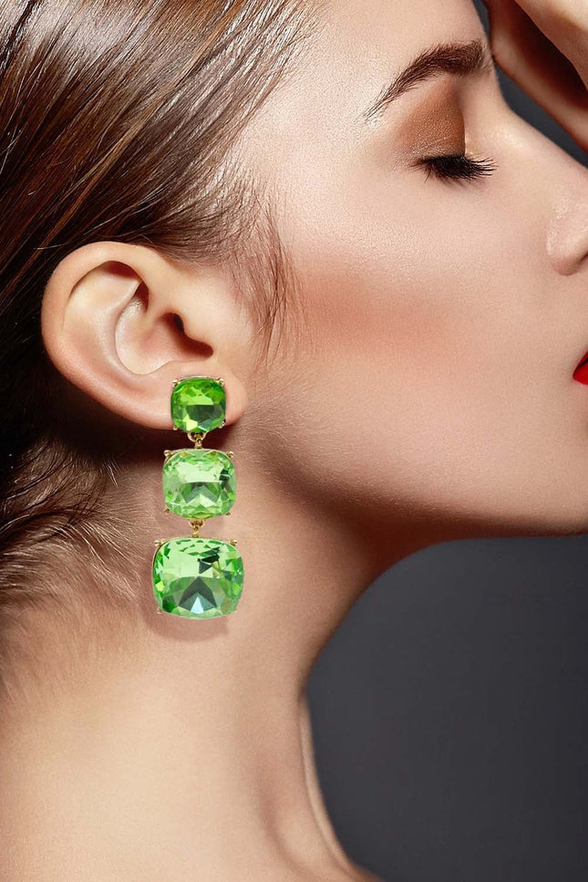 Michael Nash Jewelry | Mackenzie Triple Cushion Shape Peridot Drop Earrings