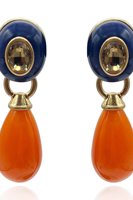 Michael Nash Jewelry | Charlotte Navy And Orange Resin Pierced Removable Drop Earrings