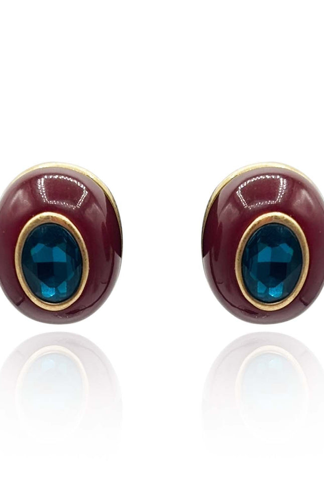 Michael Nash Jewelry | Stephanie Brown Resin Earrings With Sapphire Glass Stone