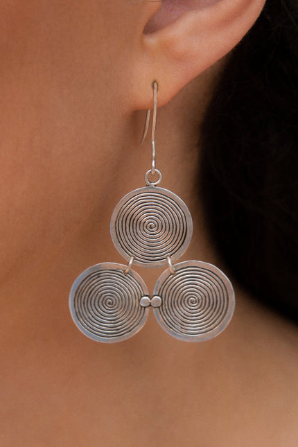 Yelli Jewels | Grey Triple Spirals Drop earrings