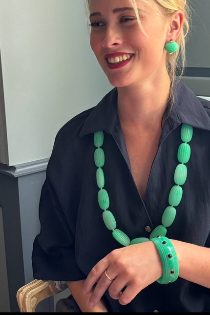 Michael Nash Jewelry | Renata Large Jade Resin Carved Bead Necklace
