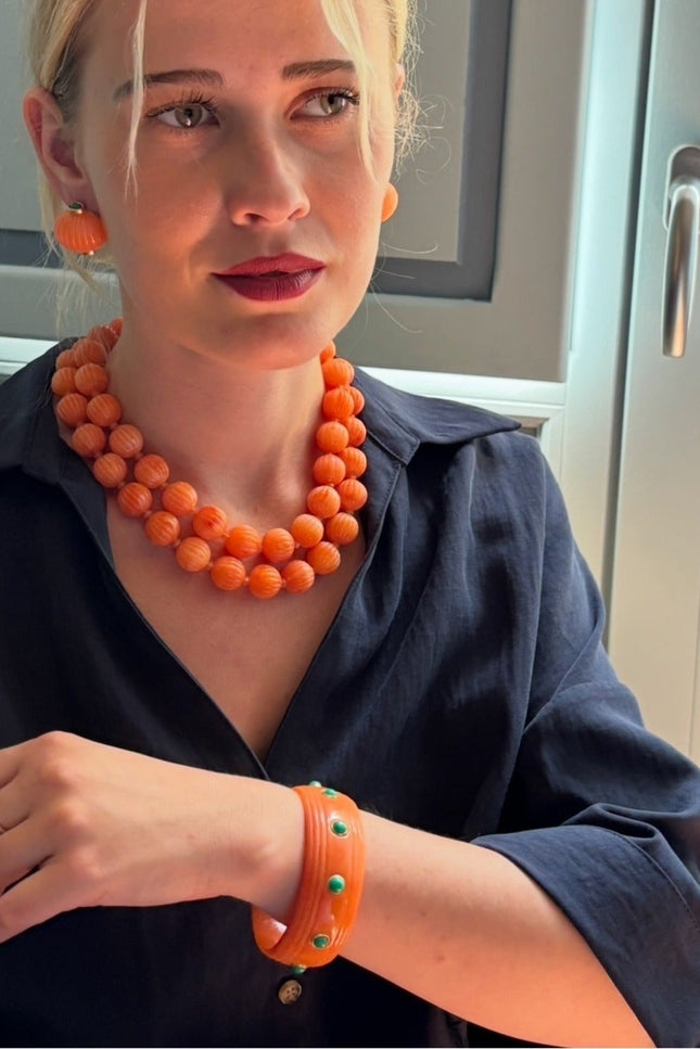 Michael Nash Jewelry | Rosa Coral And Jade Resin Bangle