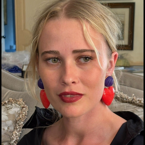 Michael Nash Jewelry | Amour Carved Purple Pierced Resin With Ruby Red Resin Heart Drop