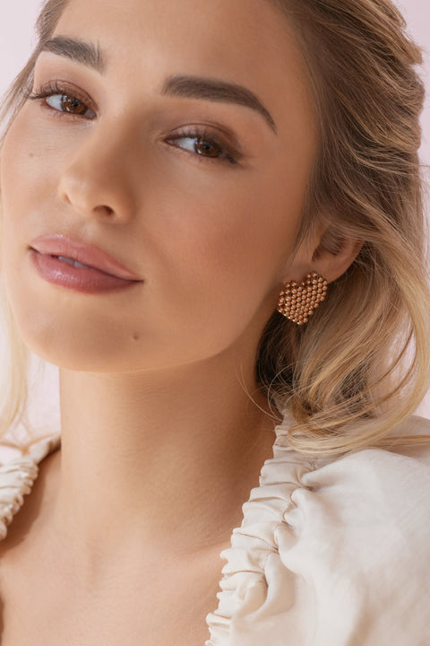 Pas de Marque | Rose gold-filled earrings Cœur Soufflé