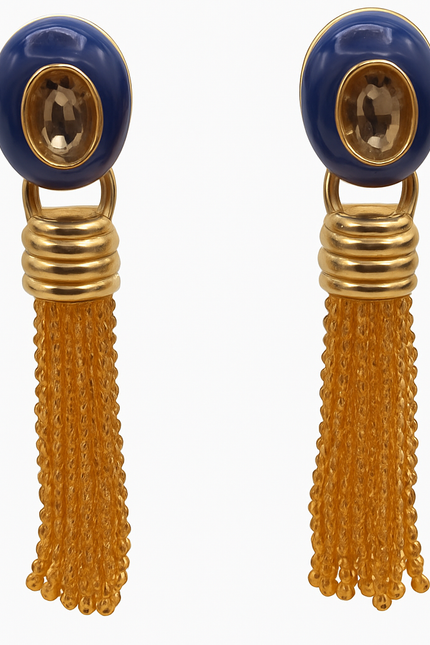 Michael Nash Jewelry | Grace Lapis Resin Earrings With Topaz Faceted Glass Removable Drop