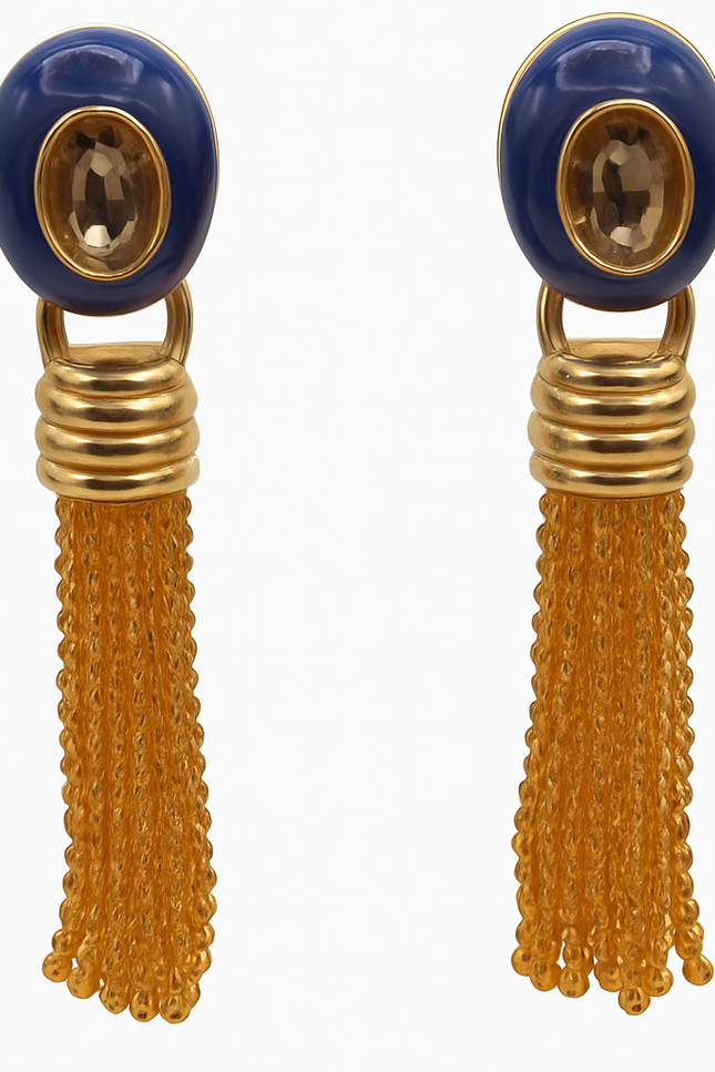 Michael Nash Jewelry | Grace Lapis Resin Earrings With Topaz Faceted Glass Removable Drop