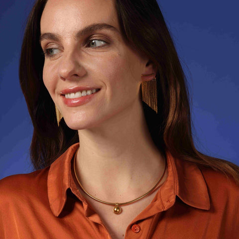 Michael Nash Jewelry | Gold Cobra Chain With Half Dome Pendant