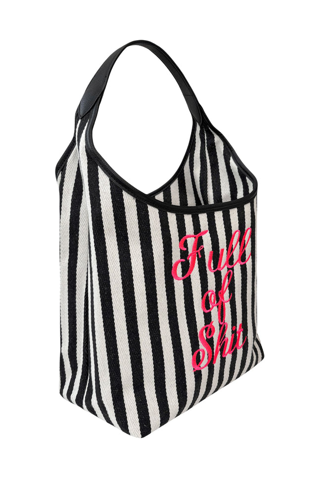 Neon pink Lilly Loves full-of-shit handbag with bold design, featuring a rectangular shape and top handle, vibrant and eye-catching.