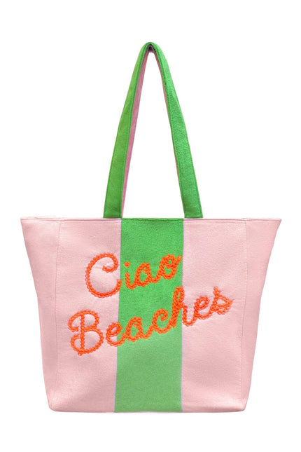 Lilly Loves Ciao Beaches wash bag featuring a colorful tropical print, perfect for storing beach essentials.